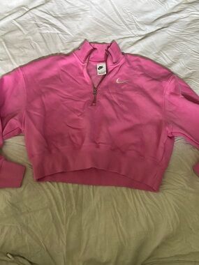 Nike Hot Pink Quarter-Zip Cropped Sweatshirt